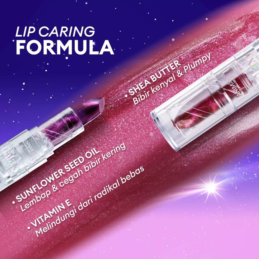 Lip galaxy Animate Red Mars warna merah glossy dan lembap